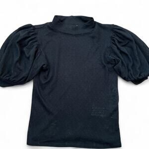 FREE PEOPLE puff sleeves black top